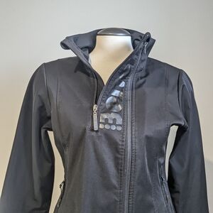 Women's Black Jacket Medium Spring Rain Zip Performance Windbreaker